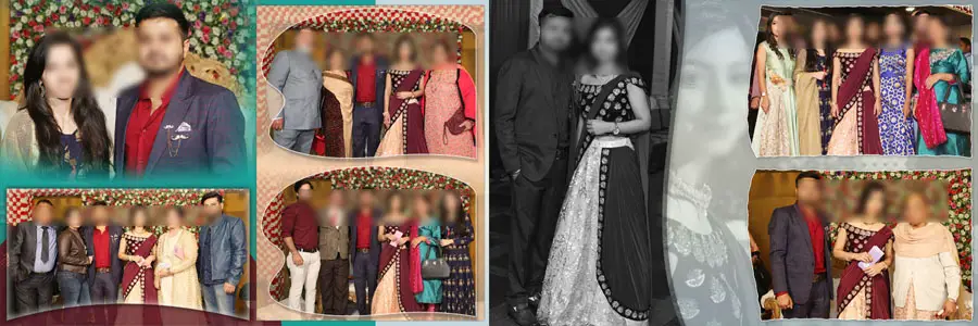 12x36 reception album PSD template — panoramic group shot layout
