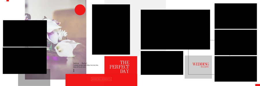 Free traditional wedding album PSD 12x36 — sample photo collage page