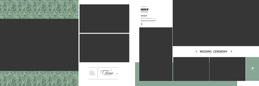 12x36 wedding album PSD template — traditional double-page spread