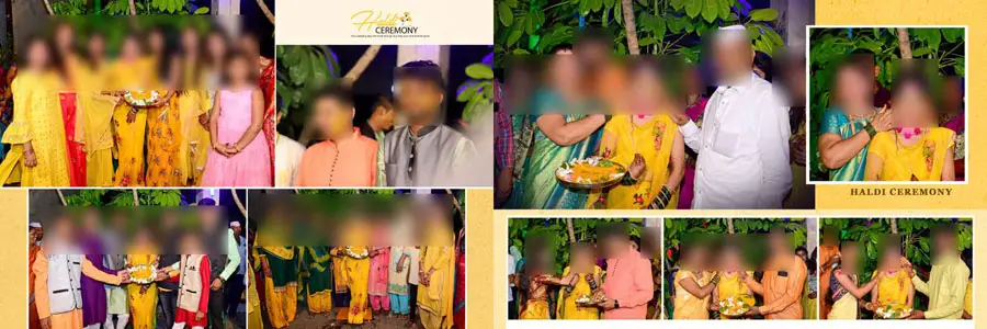 Haldi album design PSD template 14 (12x36) — customizable wedding PSD