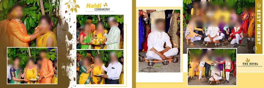 Haldi ceremony album design PSD template 15 — 12x36 high-quality editable PSD