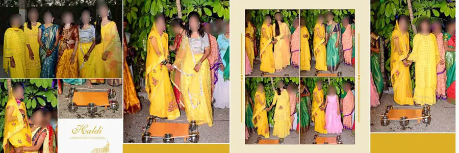 Haldi ceremony album PSD template 5 — 12x36 editable design for wedding photos