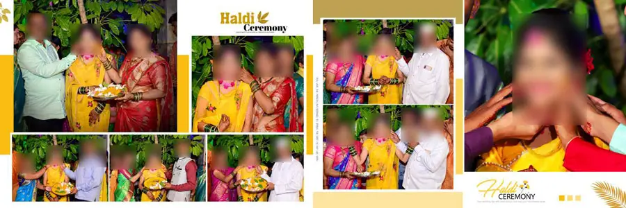 Haldi album design PSD template 6 — 12x36 customizable PSD for ceremonies