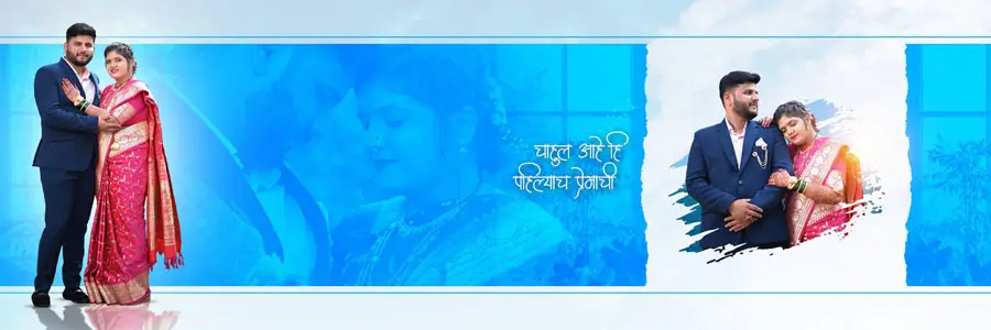 Marathi wedding album PSD spread cool blue cinematic couple portrait 12x36