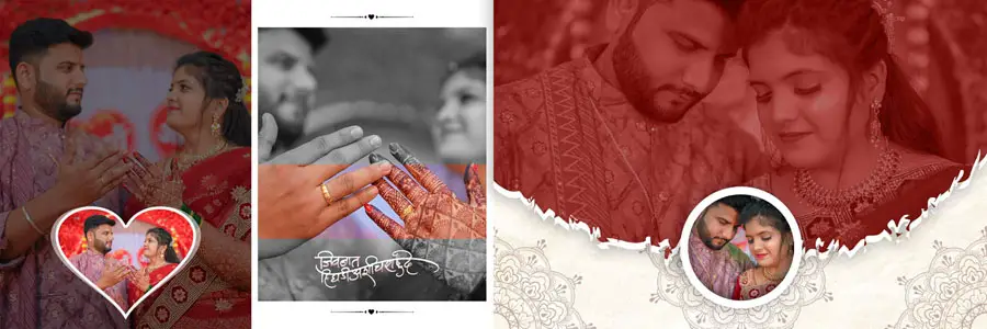 Marathi wedding album PSD spread mehndi close up and heart frame collage 12x36