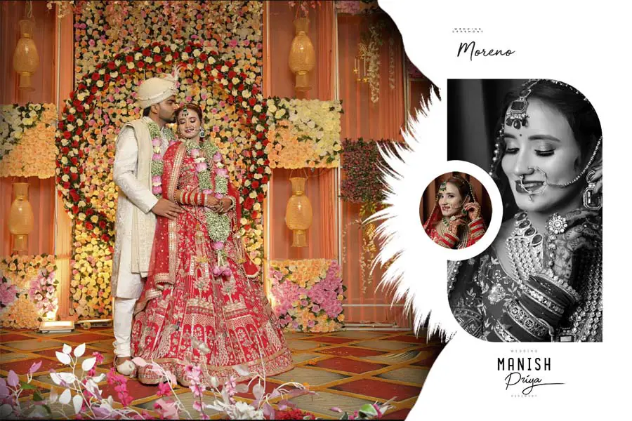 Traditional couple portrait wedding album cover 12x18 PSD design