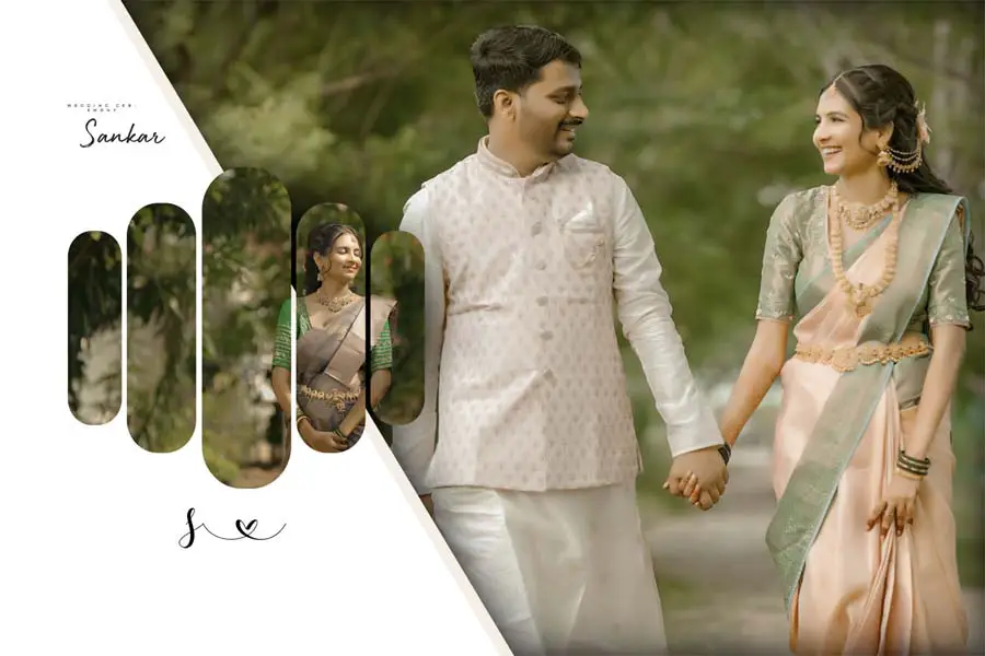 Bold modern couple portrait wedding cover PSD 12x18 template