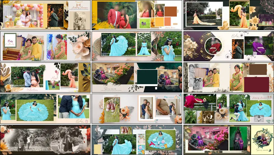 20 Baby Shower Album Design 12x36 PSD Templates