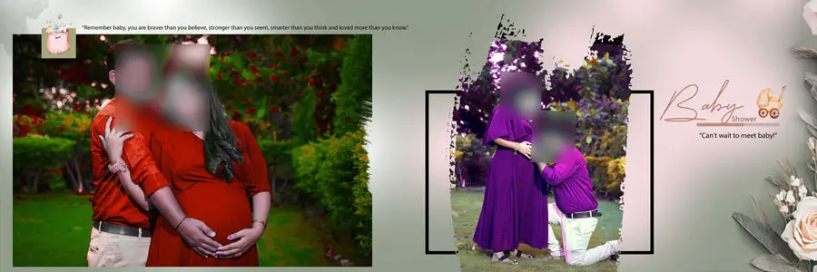 High Resolution Baby Shower Album Design PSD 12x36