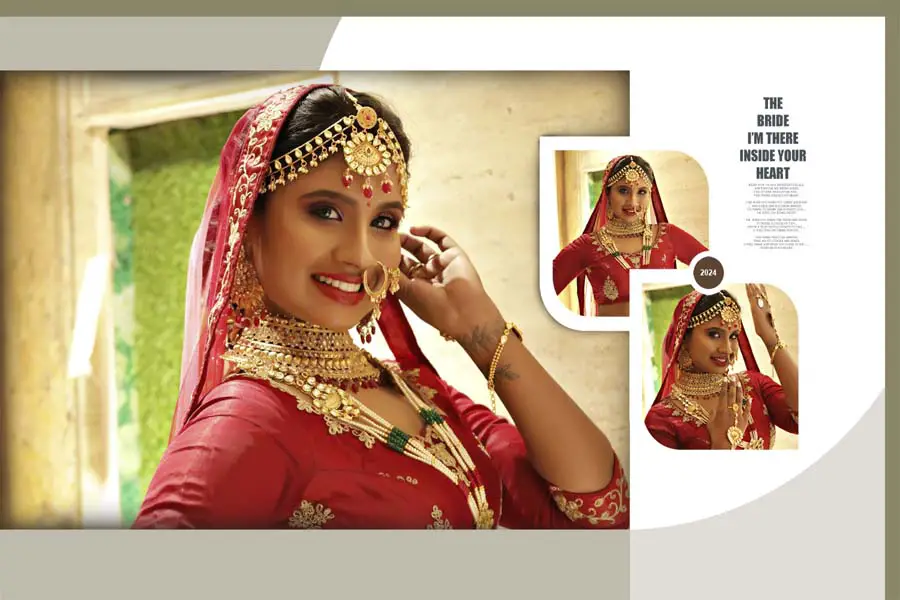 Bridal portrait wedding album cover 12x18 PSD Indian style