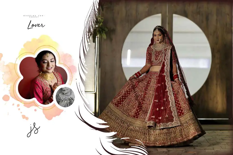 Modern Indian wedding album cover PSD 12x18 for couples