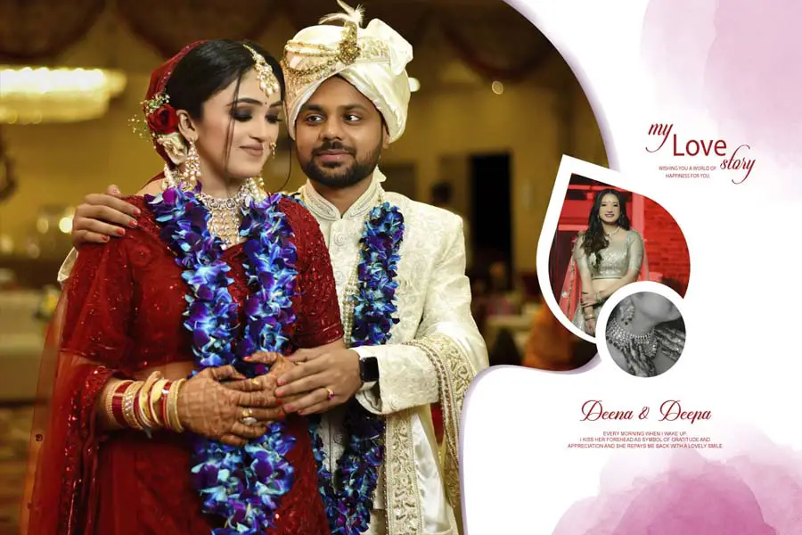 Beautiful Indian wedding album cover 12x18 PSD template