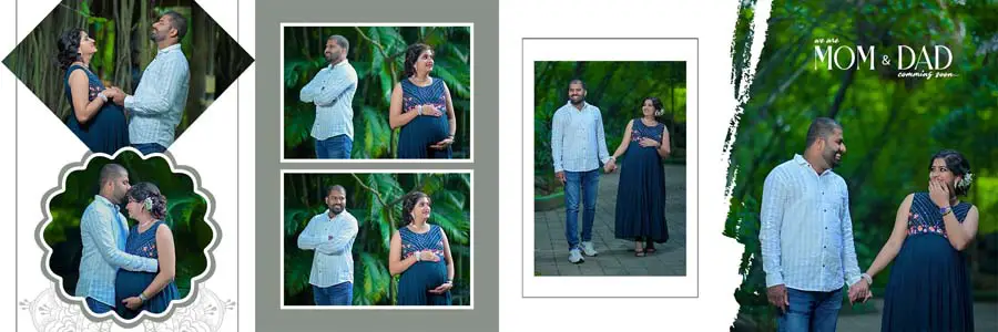 creative photo album layout 12x36 PSD template 300 dpi couple and family