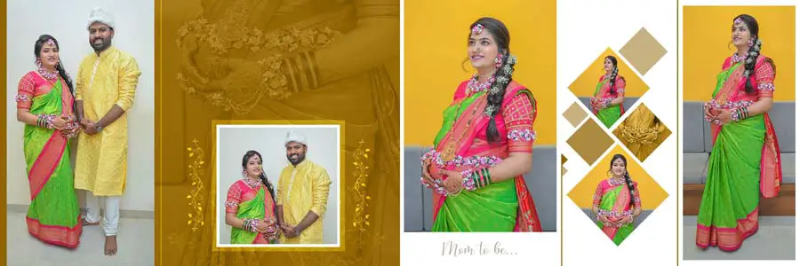 maternity couple album layout 12x36 PSD template 300 dpi portrait collage