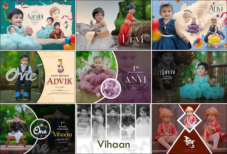 12 Baby Happy Birthday Album Cover Design PSD (12x18)