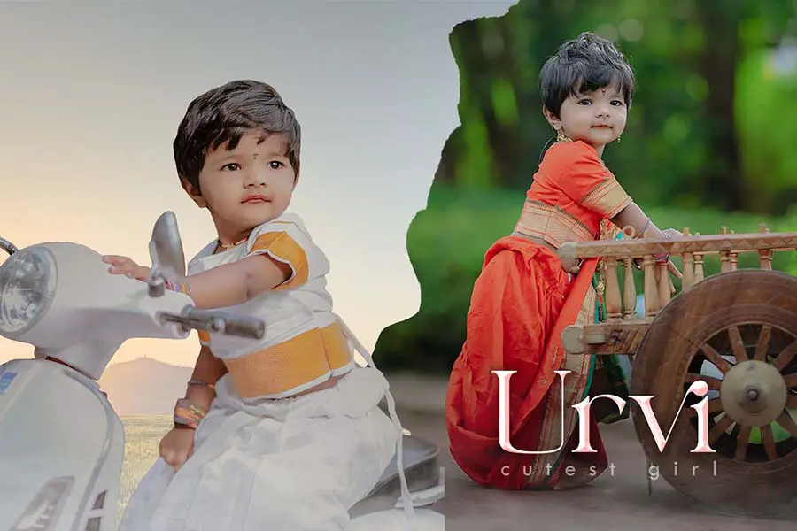 Printable birthday album cover design PSD for baby photo books