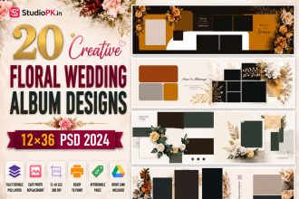 20 Creative Floral Wedding Album Designs 12×36 PSD 2024