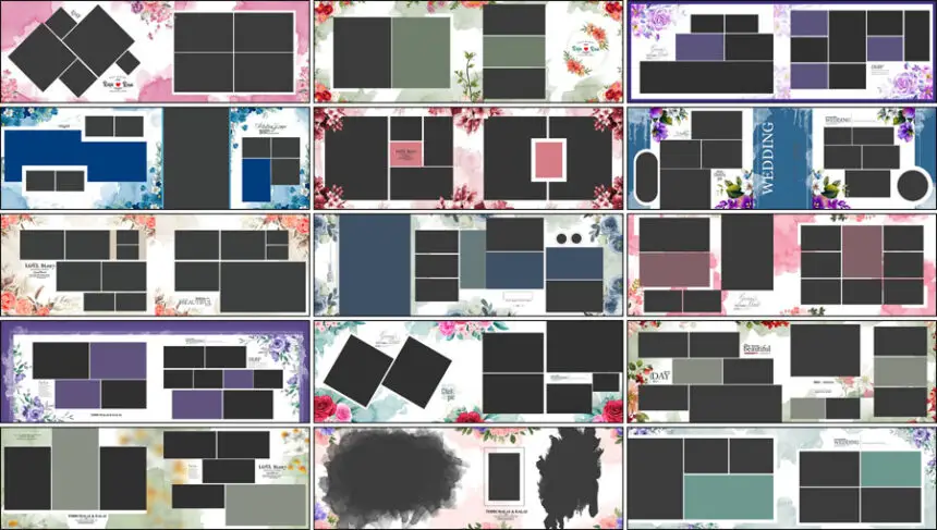 25 Floral Wedding Album Design 12x36 PSD Templates 2026