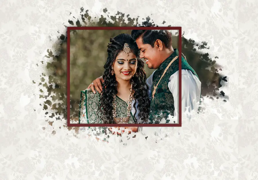 Elegant wedding album back cover design 14x20 PSD template with floral texture