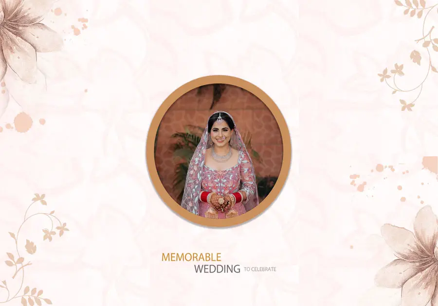 Stylish wedding album back cover PSD 14x20 with elegant color palette