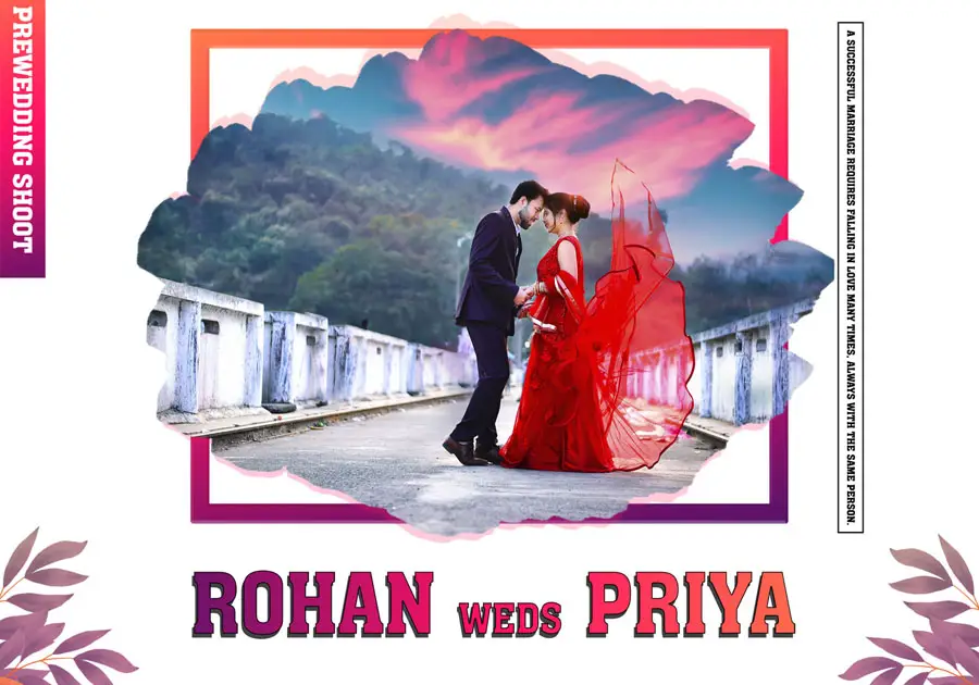 Classic wedding album back cover design 14x20 PSD for print-ready albums