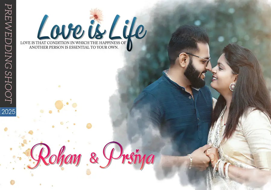 Modern wedding album back cover design 14x20 PSD with clean typography