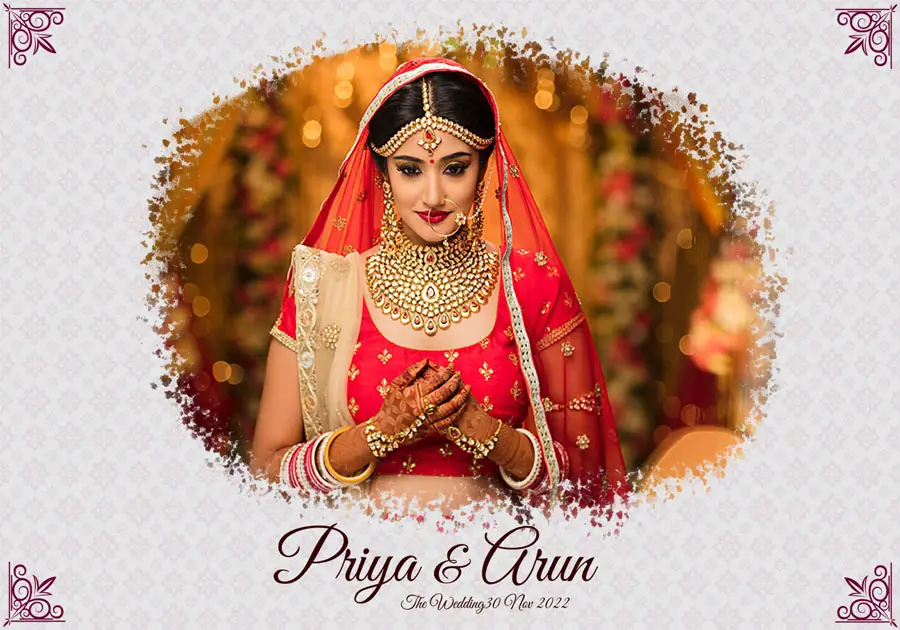 Creative wedding album back cover PSD 14x20 with decorative frame