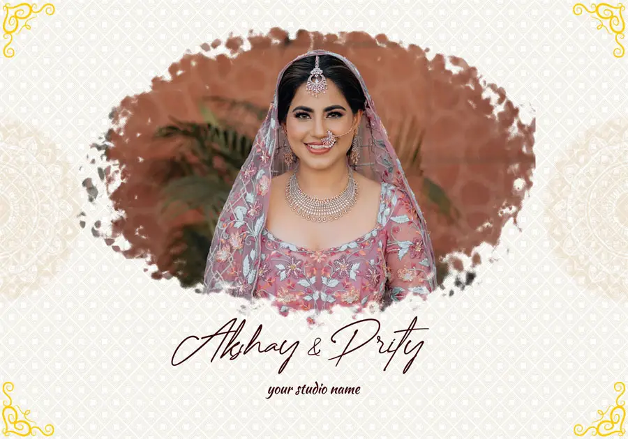 Indian wedding album back cover PSD 14x20 for traditional designs