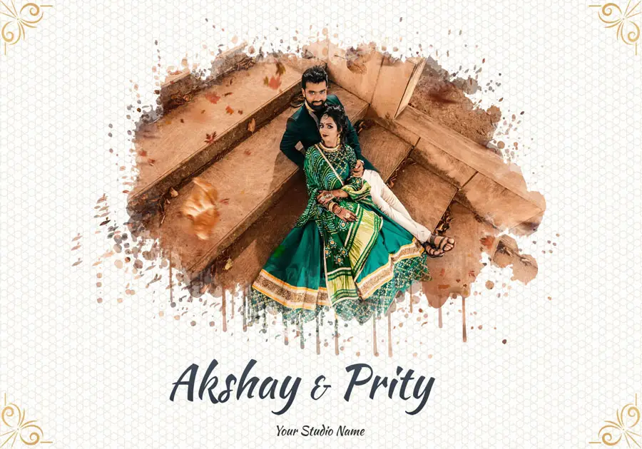 Stylish wedding album back cover PSD 14x20 with soft background