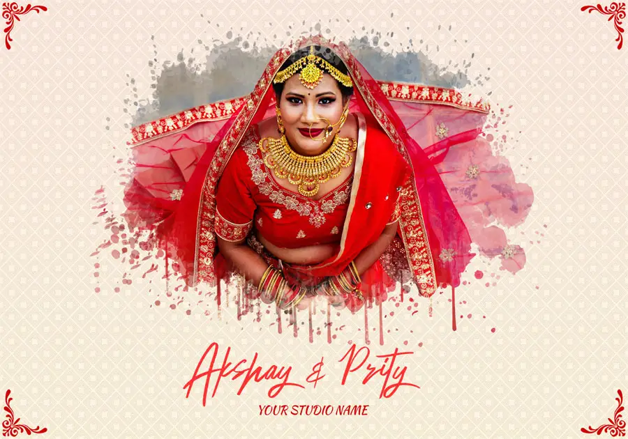 Classic wedding album back cover design 14x20 PSD with elegant type