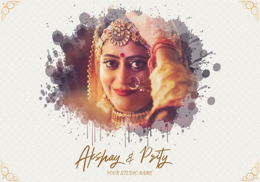 Professional wedding album back cover PSD 14x20 designed for studios