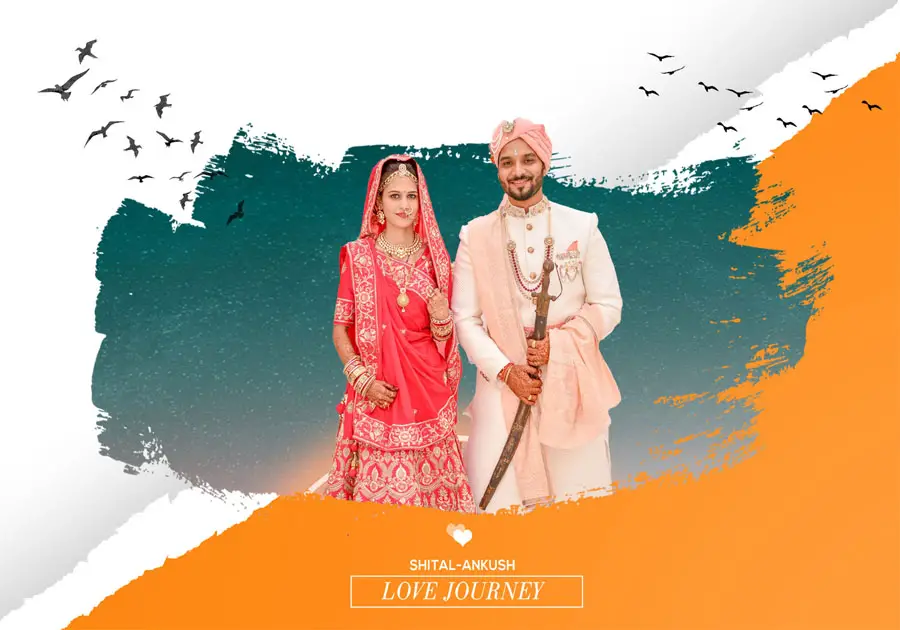 Creative wedding album back cover PSD 14x20 with modern textures