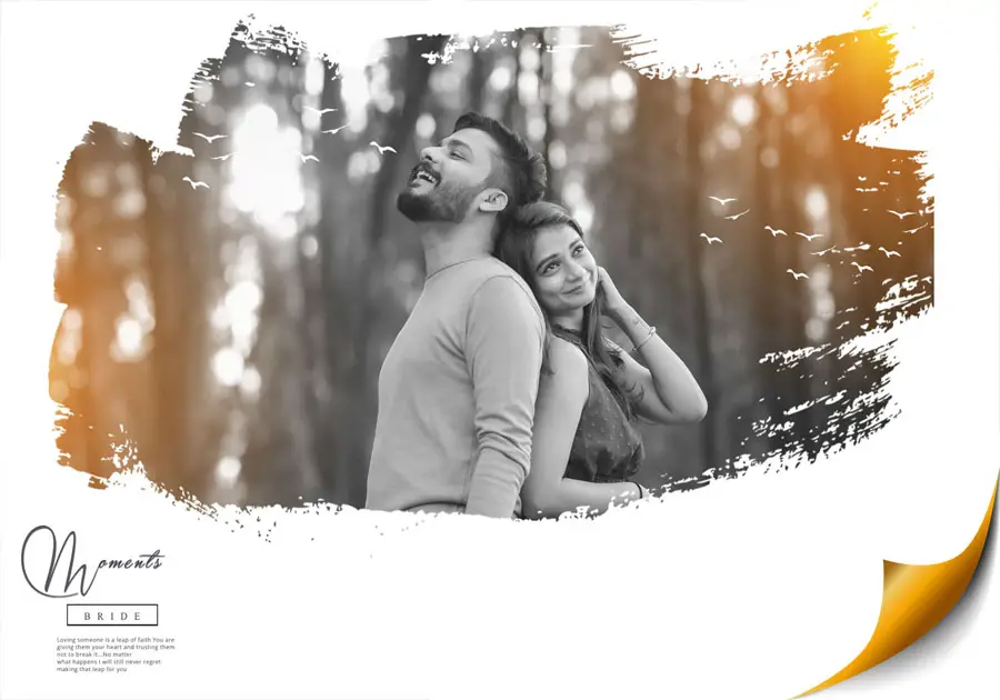 Elegant wedding album back cover PSD 14x20 with delicate patterns