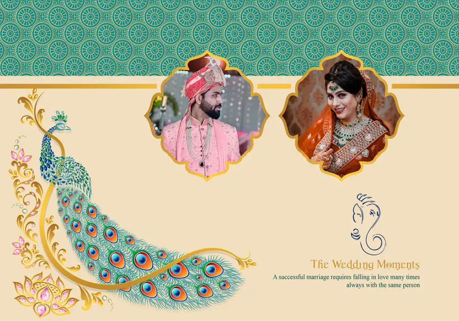 Premium wedding album back cover PSD 14x20 for creative projects