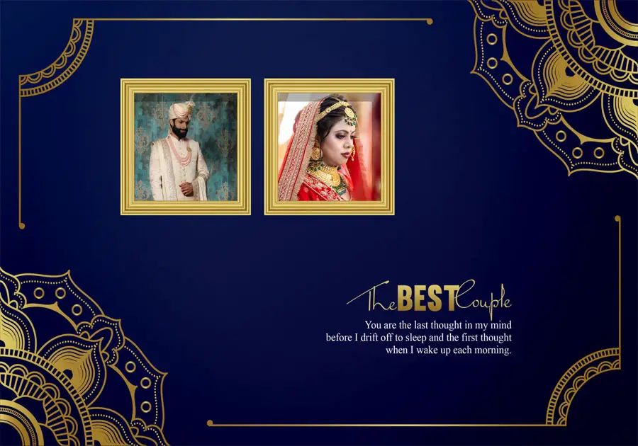 Modern wedding album back cover design PSD 14x20 for elegant albums