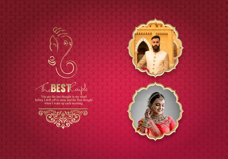 Creative wedding album back cover design 14x20 PSD with modern accents