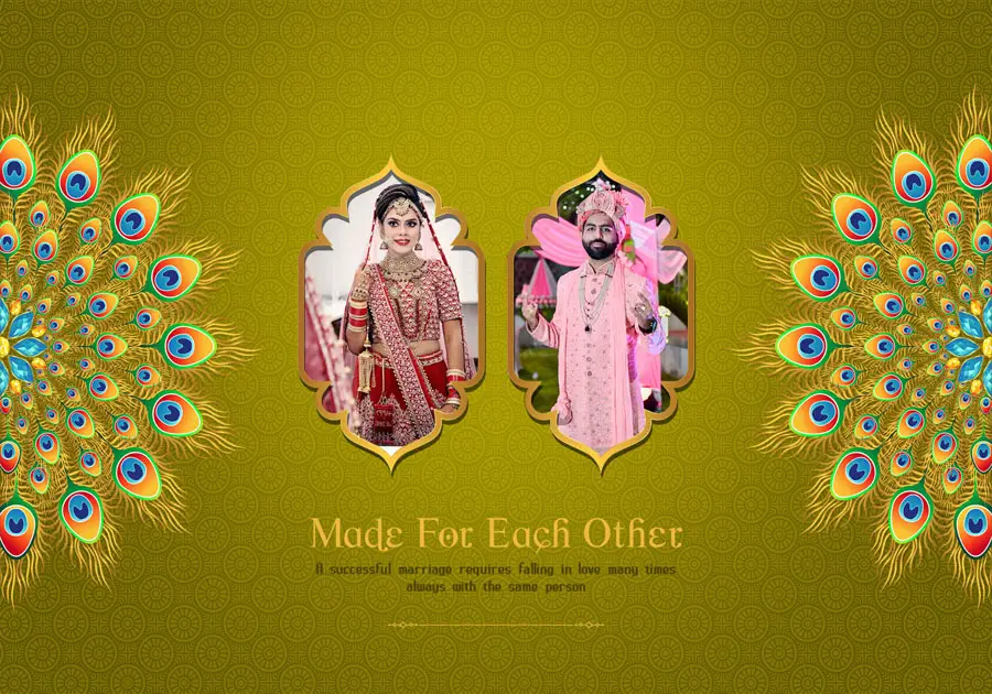 Luxury wedding album back cover PSD 14x20 for high-quality printing