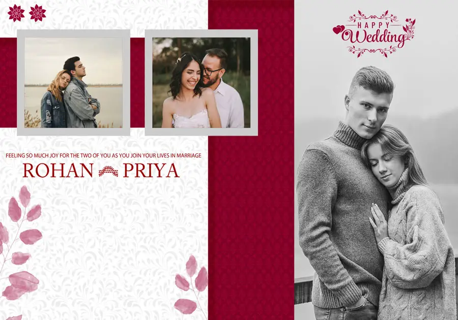 Elegant wedding album back cover PSD 14x20 with soft textures