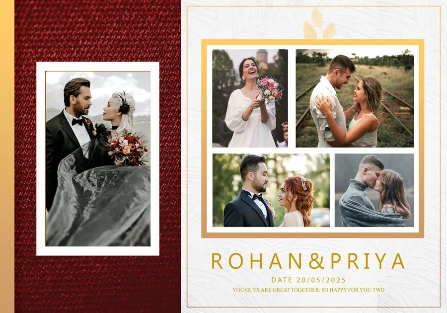 Premium wedding album back cover PSD 14x20 for photographers and studios