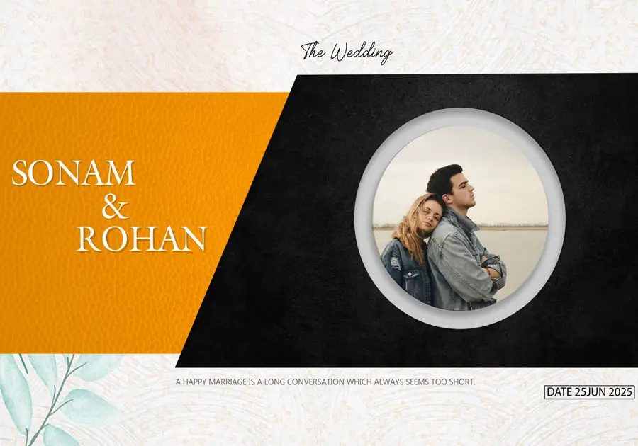 Creative wedding album back cover design 14x20 PSD template