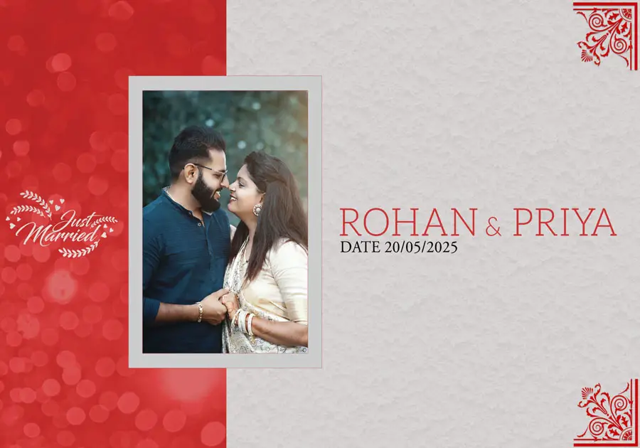 Modern wedding album back cover design PSD 14x20 with clean lines