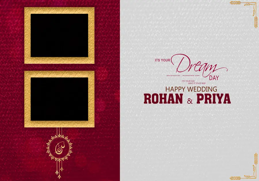 Luxury wedding album back cover PSD 14x20 with textured finish