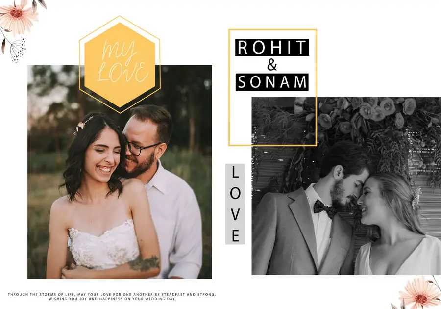 Premium wedding album back cover design 14x20 PSD for studios