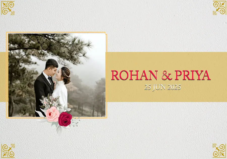 Premium wedding album back cover PSD 14x20 with elegant typography