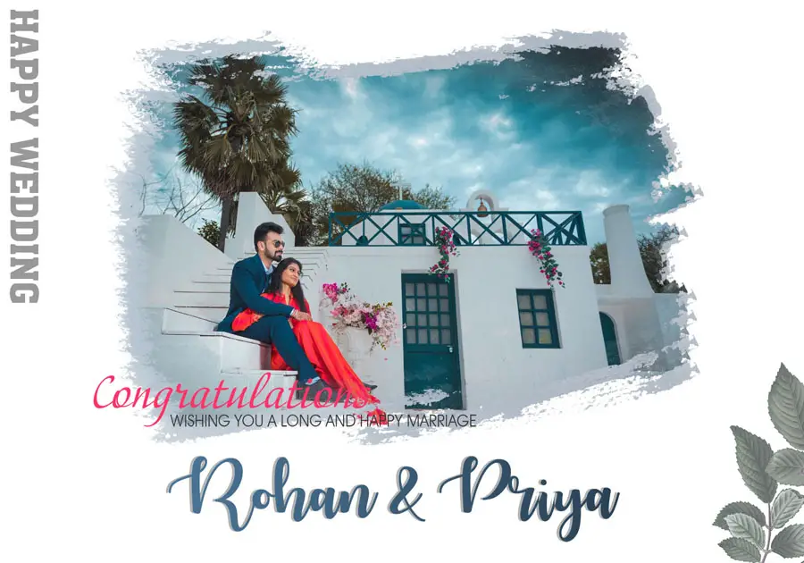 Stylish wedding album front cover design PSD 14x20 for photography