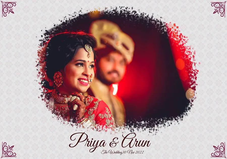 Modern wedding album front cover PSD 14x20 for high-end albums