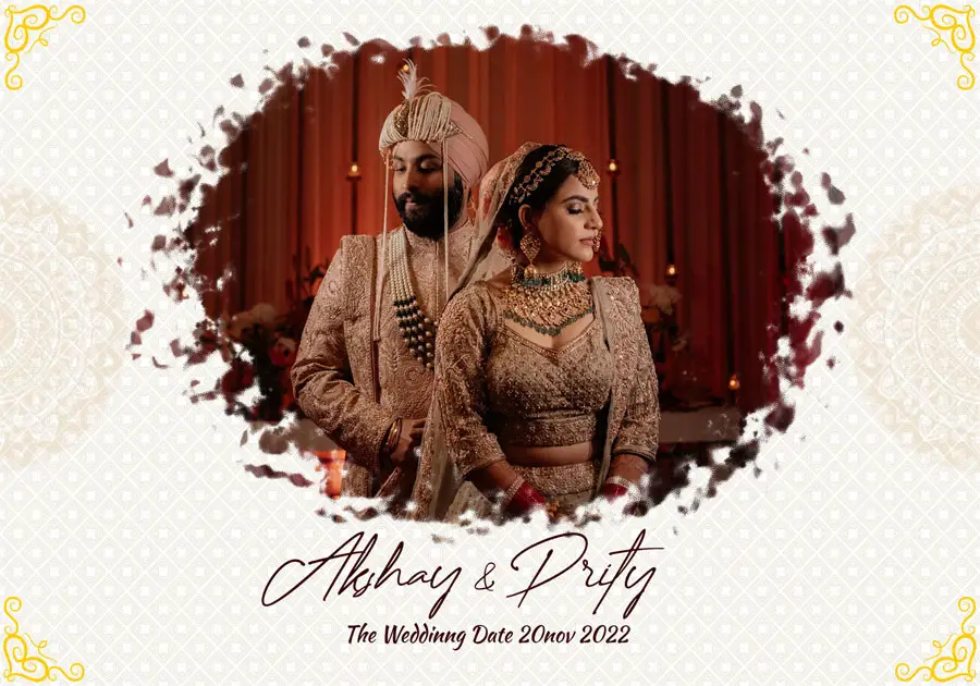 Elegant wedding album front cover PSD 14x20 with soft textures