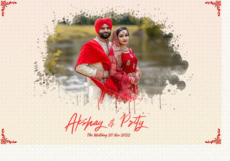 Premium wedding album front cover PSD 14x20 with artistic frame