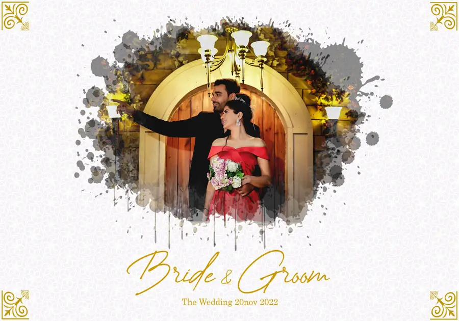 Modern wedding album front cover PSD 14x20 with soft background