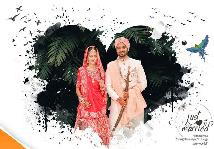 Stylish wedding album front cover PSD 14x20 for designers